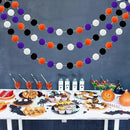 Jishi Fall Event Garlands, 3pk Orange Black White Felt Pom Pom Garland, 6.6ft Long, 25mm 24 Balls, Halloween Thanksgiving Party Decor by CozyNest Decor
