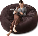 Bean Bag Chair 6Ft, Memory Foam Filled, Large Beanbag Chairs for Adults and Teens, Soft Sofa with Removable Flannel Cover, Round Couch for Living Room Bedroom College Dorm (Brown, 6FT-67×67"×24") by CozyNest Decor