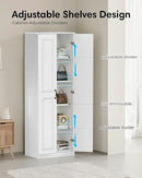 Storage Cabinet/Pantry cabinets, Soft White Finish, 71" Tall Wood Cupboard with 2 Door and 3 Adjustable Shelves for Kitchen, Dining Room, Living Room, Bathroom (Style 1) by CozyNest Decor