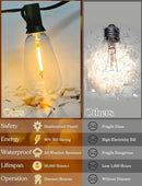 50 FT Outdoor String Lights - LED Waterproof Patio Lights with Dimmer Remote - Edison Bulbs for Porch, Backyard & Cafe/Bistro by CozyNest Decor