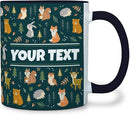 Personalized Mug for Kids - Woodland Animals - Custom Name/Text, Ceramic Hot Chocolate/Cocoa/Coffee Cup for Boys/Girls, Birthday/Christmas/Holiday Gift - 11 oz, Black Handle by TinyTreasures Baby Boutique