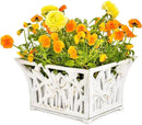 Sungmor Heavy Duty Cast Iron Planter Basket w/Non-Woven Growing Bag, Unique Shape & Beautiful Pattern Design, Hollow Orchid Flower Pot Garden Tools Holder, Rust White French Country Decor Container by CozyNest Decor