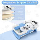 Foldable Baby Bathtub, Lightweight Bathtub for Infants to Toddlers with Soft Cushion & Thermometer, Portable Baby Tub Newborn to Toddler 0-36 Months(Blue) by TinyTreasures Baby Boutique