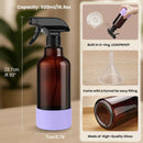 Glass Spray Bottles with Silicone Sleeve 16.9oz 2 Pack Empty Spray Bottle for Hair Mist/Stream Spraying for Cleaning Solutions, Plants, Essential Oils (Brown-qblue&purple) by GreenHaven Gardens
