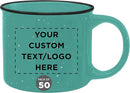 DISCOUNT PROMOS Custom Ceramic Campfire Coffee Mugs 13 oz. Set of 50, Personalized Bulk Pack - Perfect for Tea, Espresso, Cappuccino, Hot Cocoa - Mint by TinyTreasures Baby Boutique