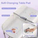 2-in-1 Baby Bathtub with Changing Table, Foldable Diaper Changing Station with 4 Wheels, Waterproof Pad, Storage Rack and Baby Bath Tub, Adjustable Height Portable Nursery Organizer for Newborn Infant by TinyTreasures Baby Boutique