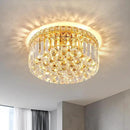 4-Light Gold Crystal Chandeliers Flush Mount Chandelier Light Fixture with K9 Crystals Modern Ceiling Lights Elegant Round Lamp for Bedroom,Hallway,Bar,Living Room,Dining Room,H5.9 xW13.7 by CozyNest Decor
