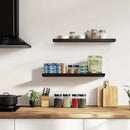 Floating Wall Shelves 2-Pack - 24-Inch Rustic Black Wooden Shelves for Storage and Décor, Easy Installation for Living Room, Bedroom, and Kitchen by CozyNest Decor