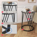 Round Side Table, Modern End Tables for Living Room Office Small Spaces, Glass Black End Table with Metal Frames, Nightstand for Bedroom, Bedside Furniture, Easy Assembly by CozyNest Decor