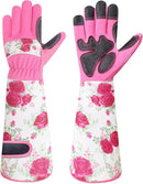 DLY Gardening Gloves for Women, Rose Gloves Gardening Thorn Proof, Long Garden Gloves for Women, Breathable & Durable Leather Gauntlet(Medium, Rose Red) by GreenHaven Gardens