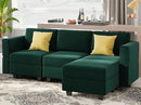 Belffin Convertible Sectional Sofa with Chaise Velvet L Shaped Sofa Couch Modular Sectional Sofa with Storage Green by CozyNest Decor