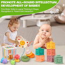 Montessori Toys for Babies 6-12 Months, 4 in 1 Soft Baby Teething Toys, Stacking Building Blocks & Rings for Infants, Sensory Bin Toy by TinyTreasures Baby Boutique