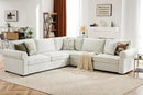 L Shaped Sectional Sofa with Detachable Sofa Cover,Rolled Armrest,Sectional Modular Couch for Living Room,Breathable Linen Fabric Corner Couch with 7 Seats for Apartment,Removable Cushion,Ivory by CozyNest Decor