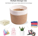 11" Cotton Rope Plant Basket Modern Woven Baskets for 10" Flower Pot Floor Indoor Planters,Storage Organizer Baskets Home Decor,Brown White 11"x 11" by CozyNest Decor