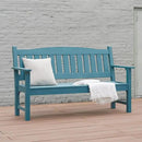 Psilvam 3-Person Outdoor Memorial Bench, All-Weather Poly Lumber Garden Bench, Rot-Resistant Outdoor Patio Bench for Park,Porch,and Church(Blue) by CozyNest Decor