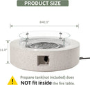 COSIEST Outdoor Propane Fire Pit Coffee Table w Terrazzo White 42 inch Round Base Patio Heater, CSA Certified, 50,000 BTU Stainless Steel Burner, Wind Guard, Transparent Gray Fire Glass, Rain Cover by GreenHaven Gardens