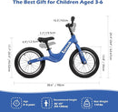 14" Kids Balance Bike for 3,4,5,6 Year Old Boys and Girls, Air Tires with Magnesium Alloy Frame, Lightweight No Pedal Toddler Training Bicycle by TinyTreasures Baby Boutique