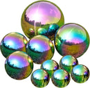 Nerien Gazing Ball, Stainless Steel Garden Mirror Globe, Polished Ornament Sphere, Hollow Floating Reflective Hemisphere, for Home Outdoor Pond Housewarming Swimming Pool Decoration, Rainbow, 10Pcs by GreenHaven Gardens