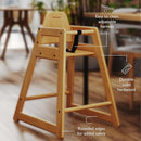 Foundations Neat Seat Wood Highchair for Restaurants, Easy to Clean, “No-tip” Feet, 3-point Safety Harness, Durable Hardwood, Small Footprint, Stackable (Natural) by TinyTreasures Baby Boutique