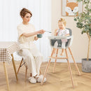 BABY JOY Convertible Baby High Chair, 3 in 1 Wooden Highchair/Booster/Chair with Removable Tray, Adjustable Legs, 5-Point Harness, PU Cushion and Footrest for Baby, Infants, Toddlers (Gray) by TinyTreasures Baby Boutique