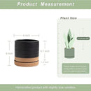 6 Inch Plant Pots, Ceramic Planter Pot with Drainage Hole & Saucer, Indoor/Outdoor Cylinder Round Planter Pot, Matte Black & Brown by GreenHaven Gardens