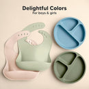 KeaBabies 2-Pack Silicone Baby Bibs for Eating - Sturdy Food-Grade Silicone Bibs for Babies Girl, Boy, Large Food Catcher, Clean & Put On Easily, Waterproof Toddler Feeding Essentials (Macaron) by TinyTreasures Baby Boutique