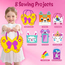 MEGUO Sewing Kit for Kids,Beginner Arts and Crafts, 8 Easy DIY Handbag and Ornaments, Christmas Birthday Gifts Presents Toys for Girls 4-12, Learn to Sew/Embroidery,Parent-Child Interaction by TinyTreasures Baby Boutique