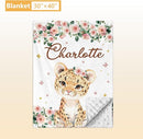 Custom Baby Crib Bedding Set, 5 Pcs Personalized Name Baby Crib Sets for Infant Toddler, Floral Leopard Nursery Bedding Set for Baby Girls, Double Layer Baby Bedding Sets Customized Gifts by TinyTreasures Baby Boutique