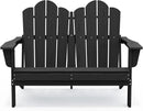 SERWALL Folding Adirondack Bench, HDPE All-Weather Adirondack Loveseat, 660 lbs Capacity, Foldable Outdoor Patio Bench for Deck, Lawn, Garden, Black by GreenHaven Gardens