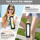 32 oz Glass Water Bottle with Straw - Motivational Time Marker & Silicone Sleeve - Reusable Tumbler Includes 2 Bamboo Lids & Fruit Infuser - 1 Pack by CozyNest Decor