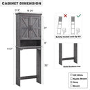 Over The Toilet Storage Cabinet, Farmhouse Bathroom Cabinet with Adjustable Shelf & Barn Door, 67" Tall Over The Toilet Shelf, Grey Wash by CozyNest Decor
