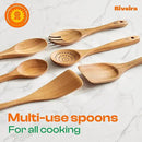 Riveira's 6-Piece Kitchen Essentials - Wooden Spoons for Cooking and Comprehensive Cooking Utensils Set by CozyNest Decor