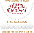 Jishi 3pk White Felt Pom Pom Garland Christmas Tree Decorations Indoor Home Decor, Cute Winter Wonderland Snow Ball Ornaments, Hanging String Pompom Snowball Beads, Xmas Holiday Birthday Party Banners by CozyNest Decor