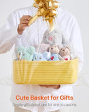 KALLAX Small Woven Basket, 13.5 x 9.5 x 5 Inches, Storage Basket for Organizing, Cute Small Rope Shelf Closet Cube Storage Bins Baskets for Shelves, Dog Toy Gift Baskets Empty, 3 Pack Yellow by TinyTreasures Baby Boutique