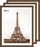 VCK 24x30 Brown Poster Frame 3 Pack, Wood Picture Frame with Exclusive Wood Grain, Wall Mounting Hanging by CozyNest Decor
