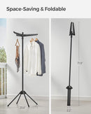 SONGMICS Clothes Drying Rack, 59-Inch Folding Laundry Drying Rack with 3 Rotatable Arms for Hangers, 4 Legs, Stainless Steel, for 27 Pieces of Clothes, Black ULLR510B01 by TinyTreasures Baby Boutique