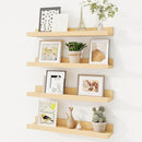Picture Ledge Shelf, Solid Pine Wood Floating Shelves Set of 4, 16 Inches Nursery Book Shelves for Toys Storage, Kids Bookshelf Wall Mounted for Living Room Decor Photo Frames, Unfinished Natural by TinyTreasures Baby Boutique