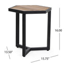 Outdoor Side Table With Iron Base And Slatted Top - Brown by HouseOfZazla