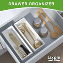 Utensil Organizer Silverware Drawer Organizer - Set of 2, Stackable Kitchen Organization, Bamboo Storage Box Tray for Kitchen Gadgets Bathroom Countertop (White) by CozyNest Decor