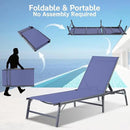 Outdoor Chaise Lounge Chair Set of 2, Foldable & Assemble-Free, 6 Adjustable Positions, Durable Rust-Resistant Frame, Portable Outdoor Pool Lounge Chairs for Pool Patio Beach, Blue by GreenHaven Gardens