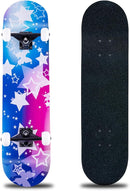 Skateboard,31 x 8 Inch Complete Skateboard, 8-Layer Maple Wood Deck Double Kick Standard Skateboards for Kids, Teens, Adult, Beginner by TinyTreasures Baby Boutique