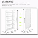 4NM No Assembly 5 Tiers Folding Bookshelf, 59.4" H Foldable Storage Shelves Vintage Bookcase Standing Racks Study Organizer Home Office - All White by CozyNest Decor