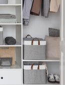 StorageWorks Storage Bins, Fabric Storage Bins for Shelves, Large Storage Baskets with Metal Frame, Closet Baskets and Bins with Handles, Gray and White, 2-Pack by TinyTreasures Baby Boutique