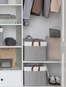 StorageWorks Storage Bins, Fabric Storage Bins for Shelves, Large Storage Baskets with Metal Frame, Closet Baskets and Bins with Handles, Gray and White, 2-Pack by CozyNest Decor
