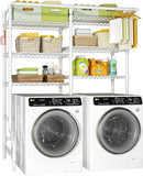 Ulif U13 Over Washer and Dryer Storage Shelves, 6 Tiers Laundry Room Standing Shelf with 2 Hanger Rods, Space Saver Clothes Drying Rack, 63.4" W x 22" D x 77.4" H, White by CozyNest Decor