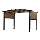 Outdoor Patio Pergola Gazebo - Steel Frame Sun Shelter With Retractable Canopy by Unique Piece Furniture