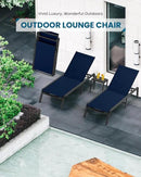 Chaise Lounge Outdoor, Foldable Aluminum Pool Lounge Chairs with 5 Positions Recliner - Free Assembly - Patio Chaise Lounge Chair for Poolside, Beach, Yard (NavyBlue) by GreenHaven Gardens