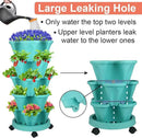 DUNCHATY Stackable Vertical Garden Planter with Wheels, 5 Tier Herb Planter Pots for Growing Vegetables and Succulents, Teal by GreenHaven Gardens