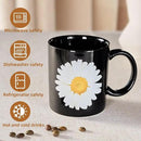 12Oz Daisy Black Ceramic Mug, Mug for Daily Coffee and Tea, Lead-free, Microwave and Dishwasher Safe Coffee Mug, Perfect gifts for women and men by CozyNest Decor