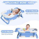 MoreFeel Collapsible Baby Bathtub for Newborn with Thermometer & 1 Hooded Towel & 1 Soft Floating Cushion,Portable Travel Bathtub with Drain Hole, Durable Foldable Baby Tubs for Infants to Toddler by TinyTreasures Baby Boutique